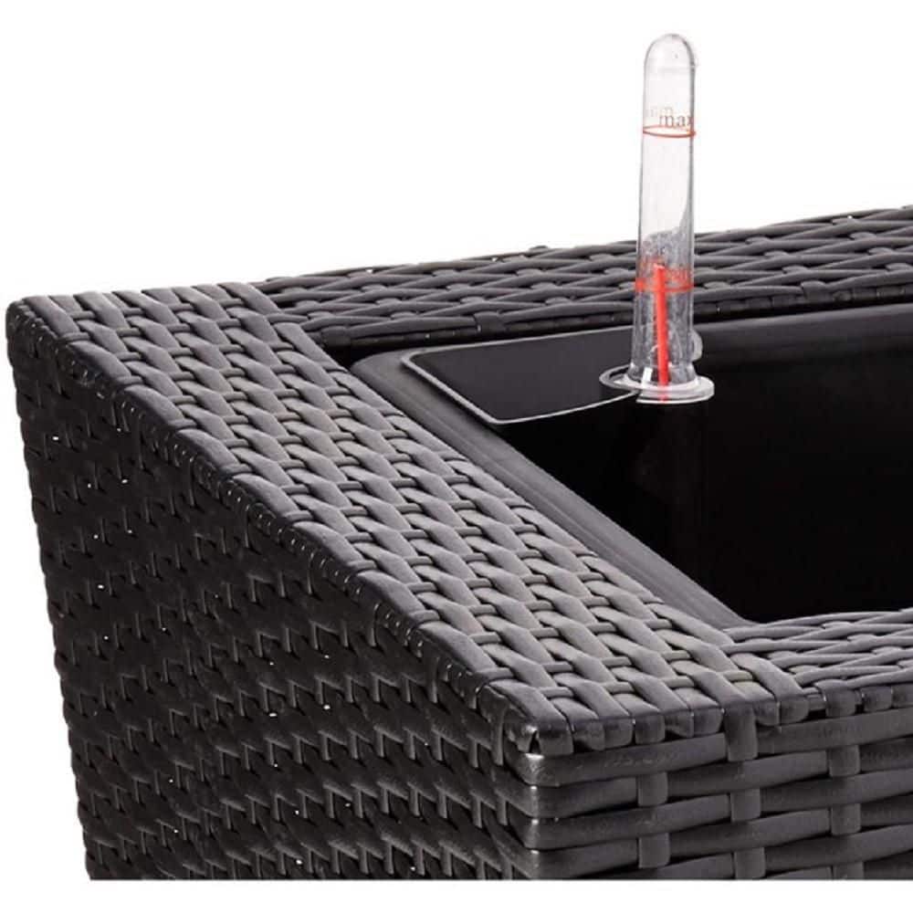 Vista Black Resin Wicker Square Planter, 14-inch