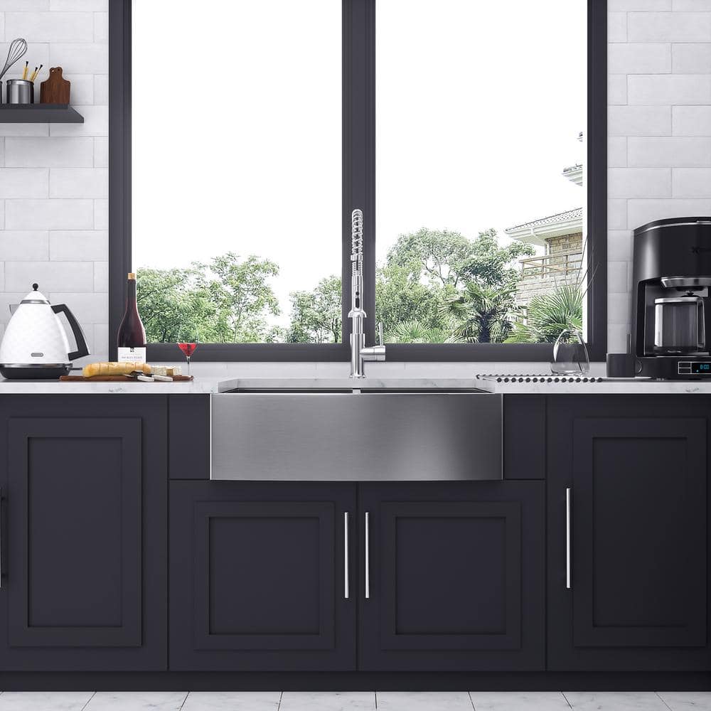 Rainlex 33" Stainless Steel Farmhouse Apron Double Bowl Kitchen Sink