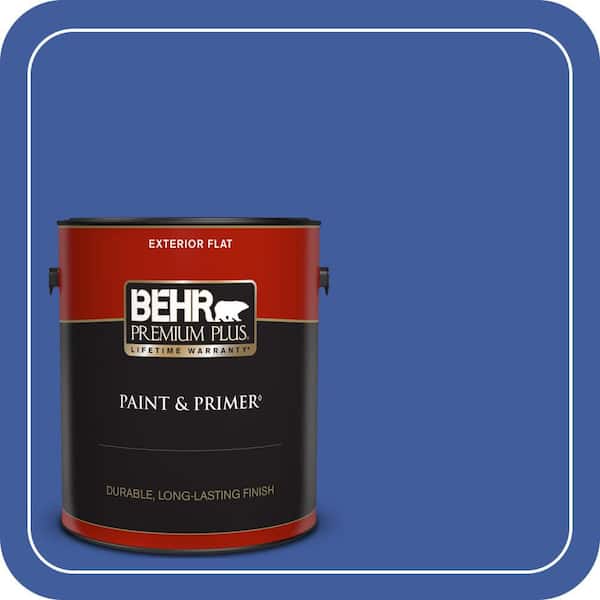 BEHR PREMIUM PLUS 1 gal. #BIC-21 Blue Dahlia Flat Exterior Paint & Primer