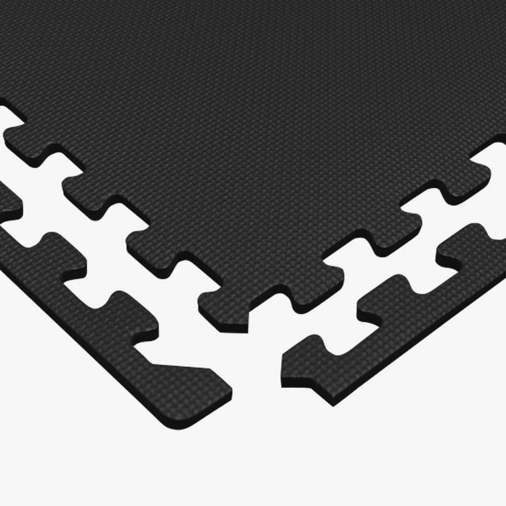 Black 24" x 24" EVA Foam Interlocking Floor Tiles, 25 Pack