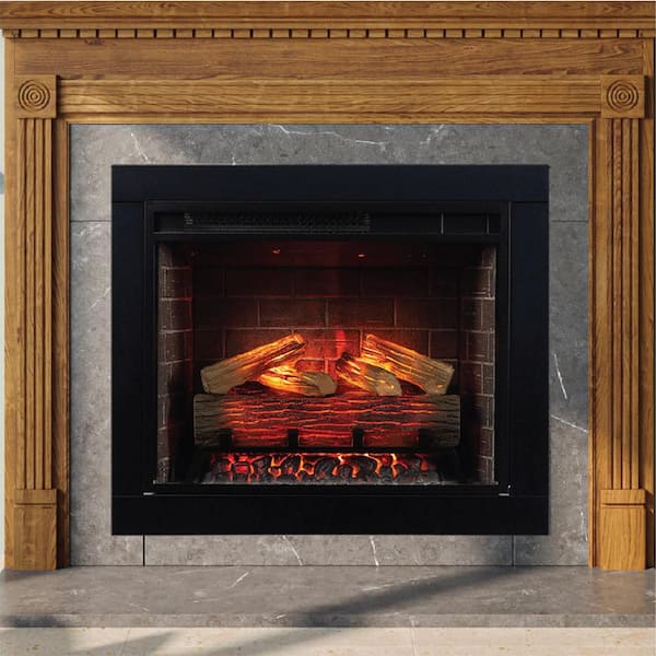 Uptown 28 in. Smart Electric Fireplace Insert Heater with Trim Kit, Multi-Color Flames, Wi-Fi controlled, 5118 BTU