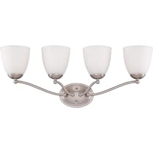 4-Light Brushed Nickel Vanity Fixture with Frosted Glass Shade
