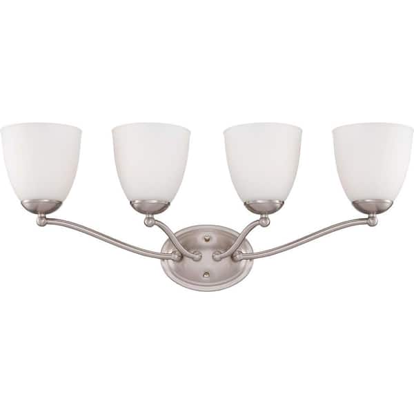 SATCO 4-Light Brushed Nickel Vanity Fixture with Frosted Glass Shade