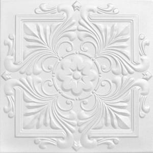 Victorian Plain White 1.6 ft. x 1.6 ft. Glue Up Foam Ceiling Tile (384 sq. ft. / Case)