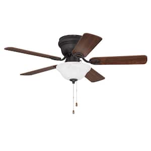 Wyman Bowl Kit 42 in. Indoor Oil Rubbed Bronze Hugger 3-Speed Finish Ceiling Fan, Frosted Glass Bowl Light Kit Included