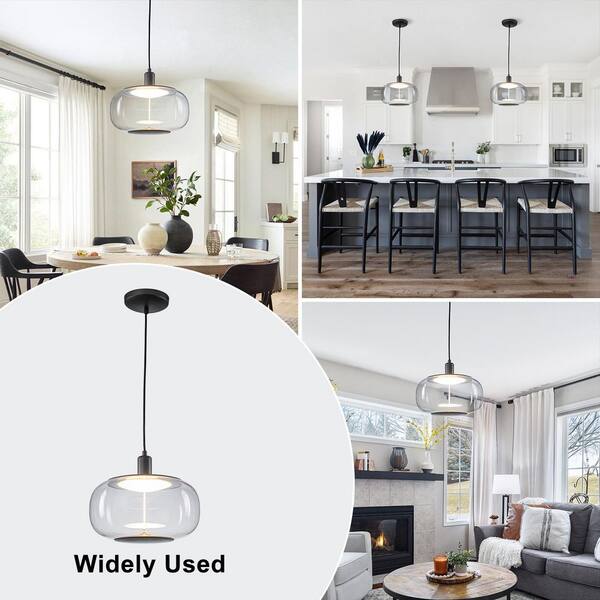 ライト・ランタン octagram base plate 11.81 in. 10-Watt 1-Light Modern Drum Island LED Pendant