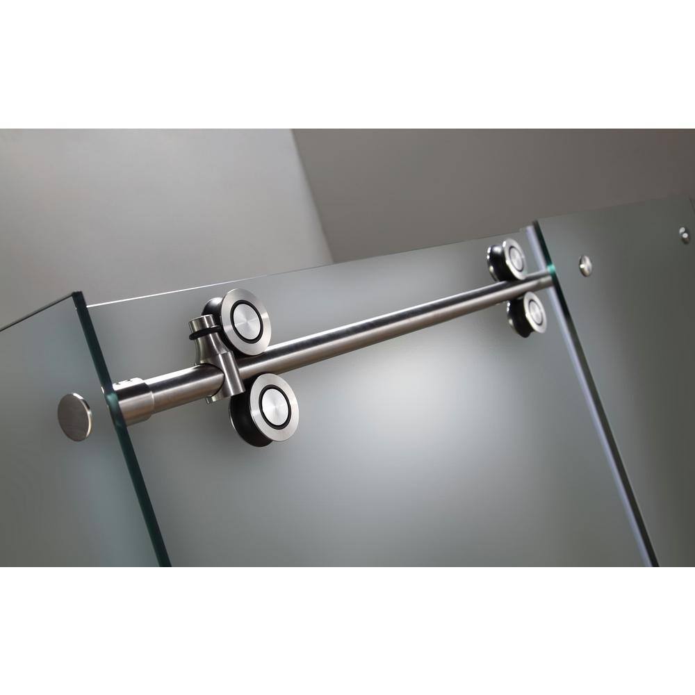 Langham 60" x 77.5" Frameless Frosted Glass Sliding Shower Enclosure with Base