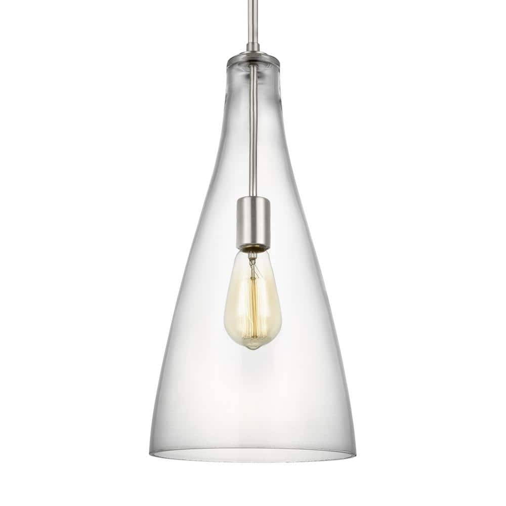Arilda Mini Brushed Nickel Pendant with Clear Glass Shade