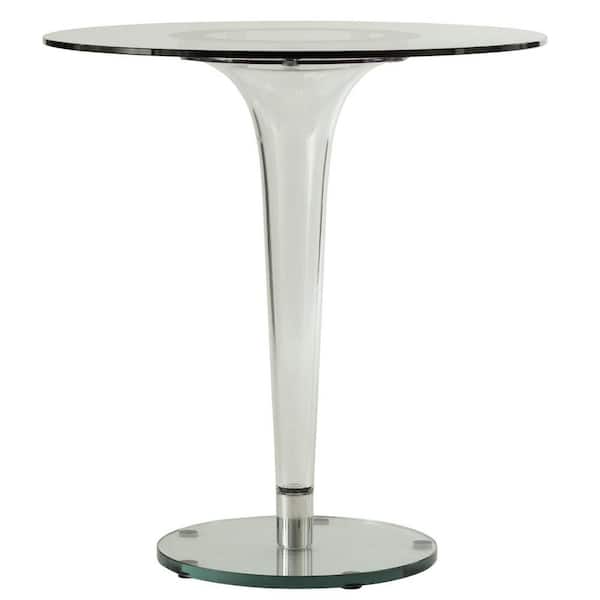 Leisuremod Lonia Modern Clear Glass Pedestal Dining Table Seats 2