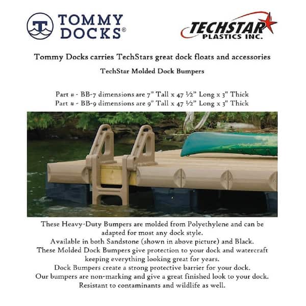 8-7/8 in. x 47-1/2 in. x 3 in. Sandstone Marine-Grade Polyethylene Heavy-Duty Molded Dock Bumper For Boat Dock Systems