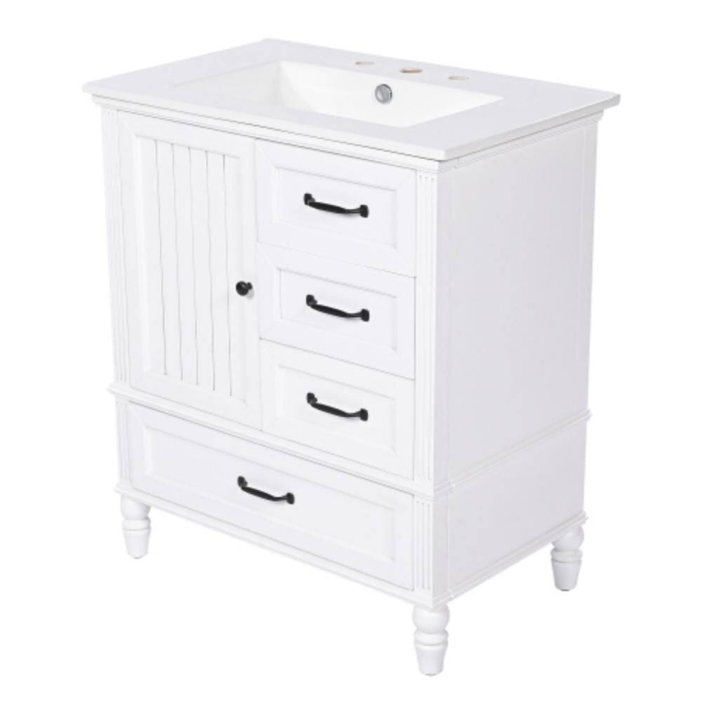 30 in. White Freestanding Bath Vanity Cabinet with White Ceramic Single Sink Top price history on PriceWatchPro