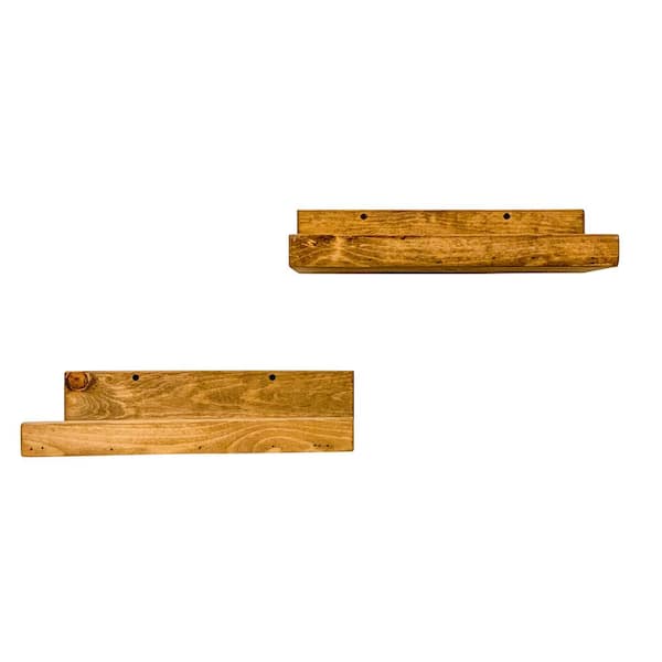 Unbranded Rustic Luxe 7 in. x 16 in. Walnut Pine Floating Decorative Wall Shelve