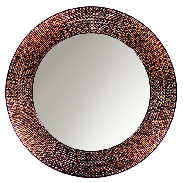 Deco Mirror 29 in. Amber Mosaic Circle Mirror