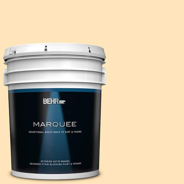 BEHR MARQUEE 5 gal. #300A-2 Whisper Yellow Satin Enamel Exterior Paint & Primer