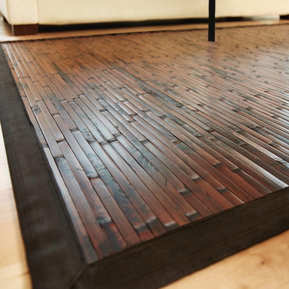 Mahogany and Black Bamboo Rectangular Area Rug, 2' x 3'