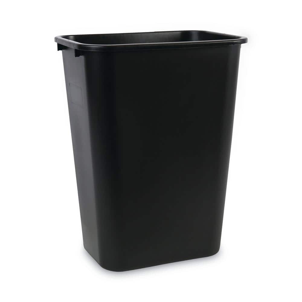 Black 10.25 Gallon Rectangular Plastic Office Wastebasket