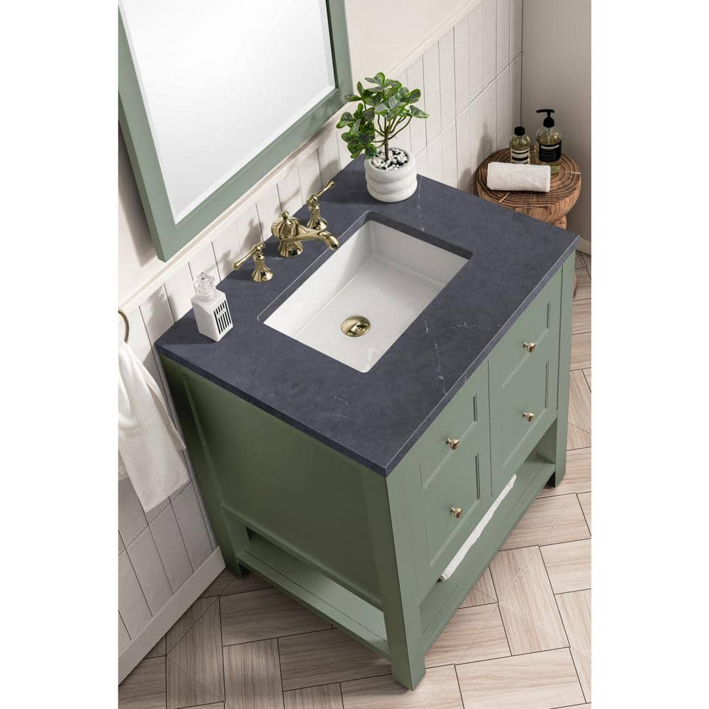 Smokey Celadon Solid Wood Single Vanity with Charcoal Soapstone Top