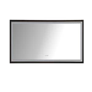 72 in. W x 48 in. H Large Rectangular Framed Dimmable Wall Bathroom Vanity Mirror in Brown