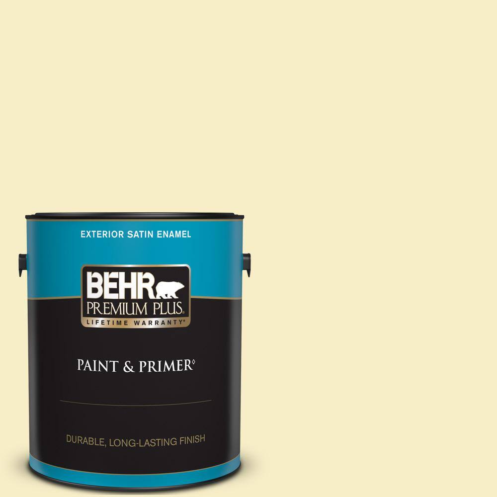 BEHR PREMIUM PLUS 1 gal. 390C2 Garlic Clove Satin Enamel Exterior Paint & Primer 905001 The