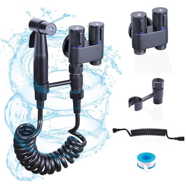 Black Handheld Toilet Bidet Sprayer Kit, Bidet Attachment with Hose for Cloth Diaper and Feminine Wash