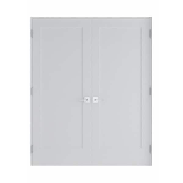 RESO 64 in. x 80 in. Solid Core Primed Composite Double Pre-hung French Door with Catch ball Oil Rubbed Bronze Hinges