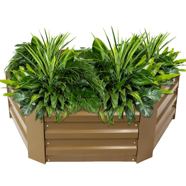 40 in. Hexagon Brown Galvanized Steel Raised Bed