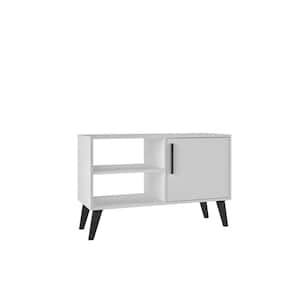 Amsterdam 35 in. White Particle Board TV Stand Fits TVs Up to 42 in. with Storage Doors