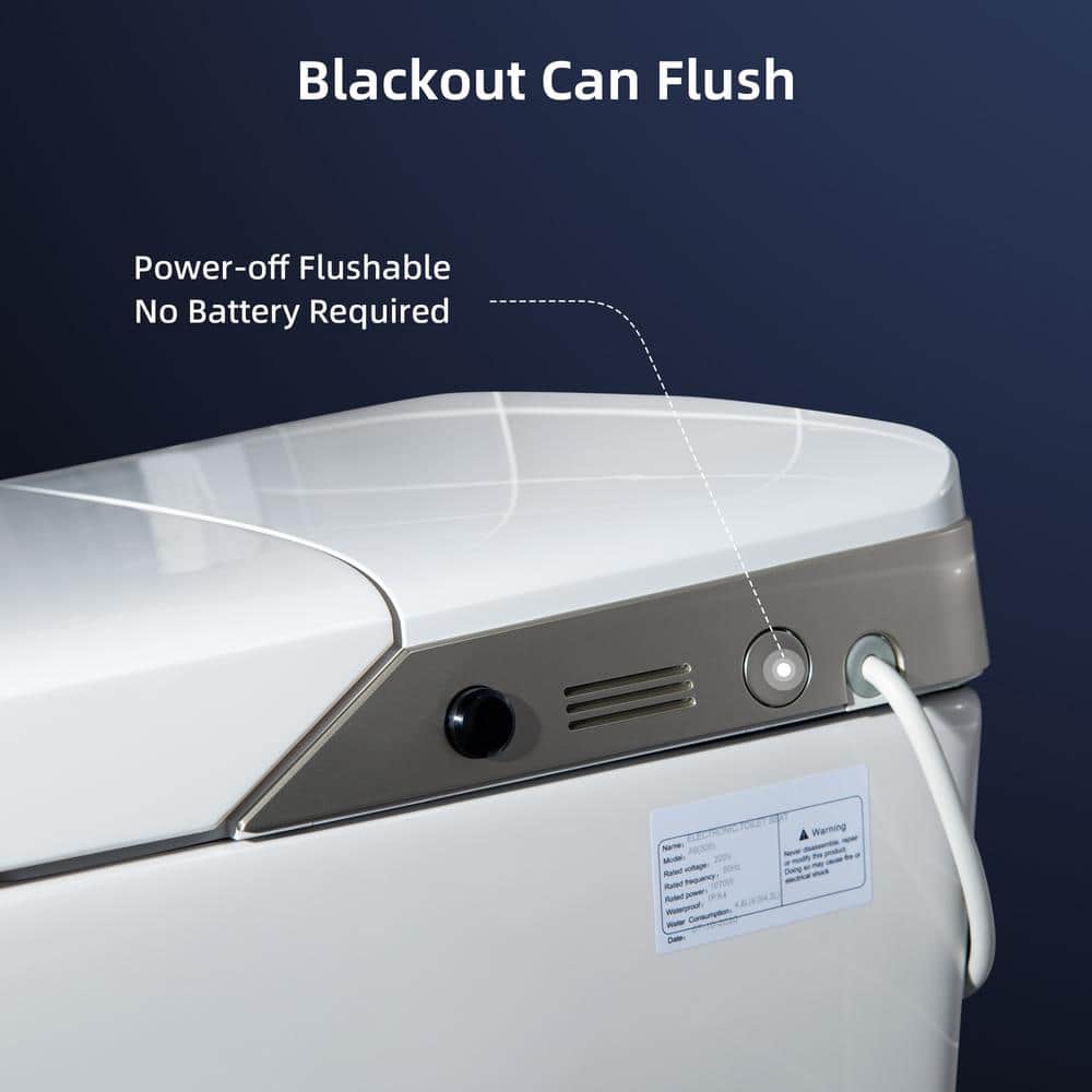 White Elongated One-Piece Smart Bidet Toilet with Dual Flush