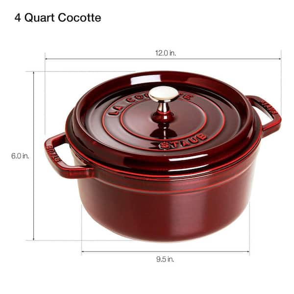 staub Cast Iron 4 qt. Round Cast Iron Dutch Oven in Grenadine with