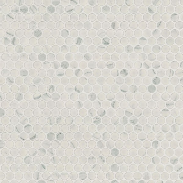 MSI Carrara Penny Round 11 in. x 12 in. x 0.24 in. Matte Porcelain