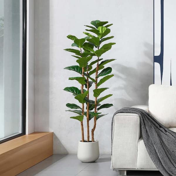DR.Planzen 5 ft. Artificial Fiddle Leaf Fig Tree with Realistic