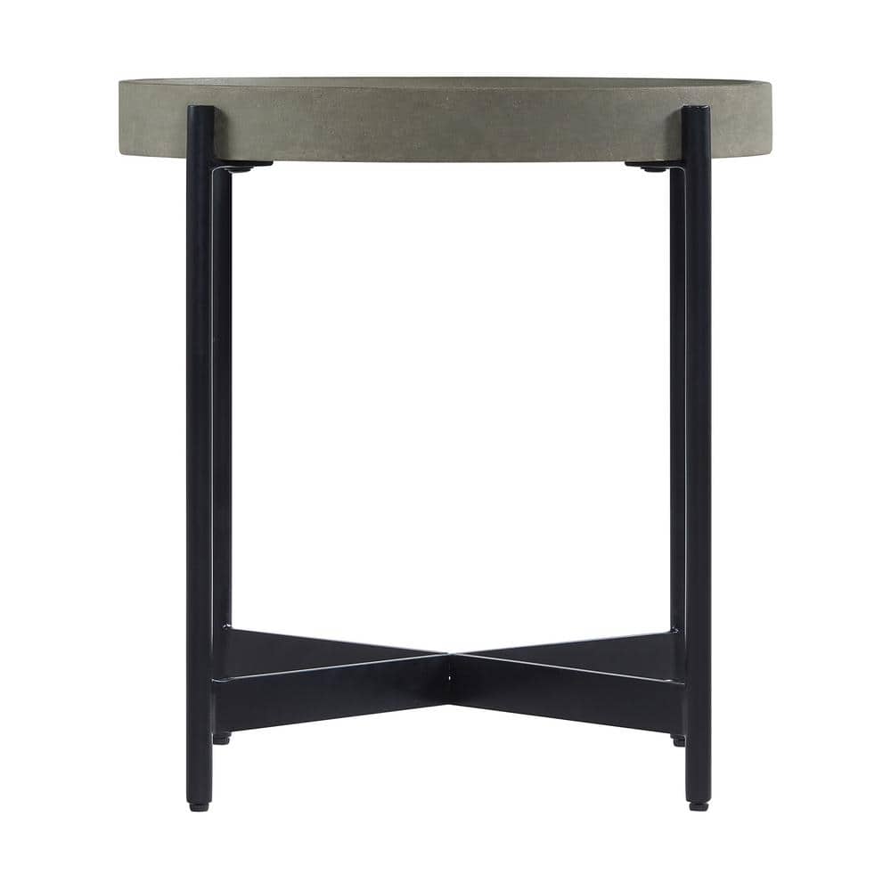 Brookline 22.5" Round Concrete-Coated Wood and Metal End Table