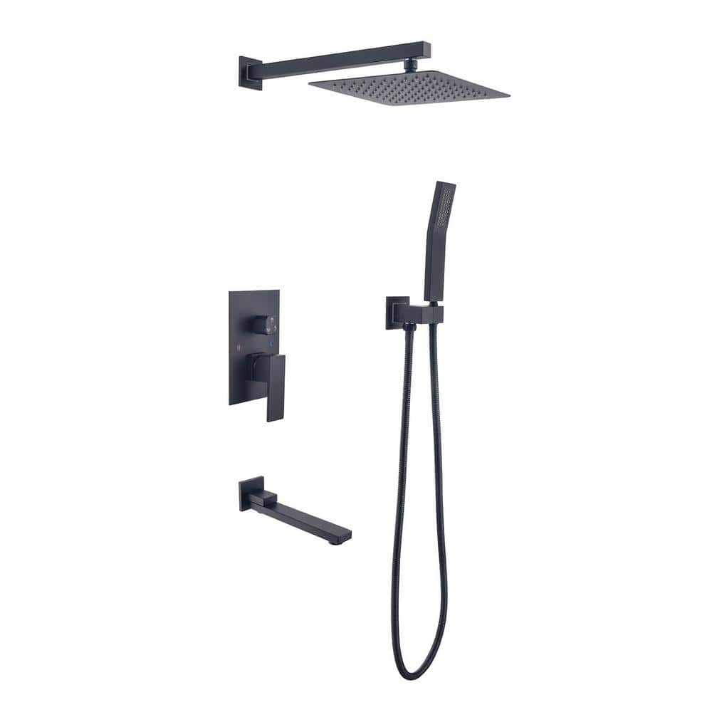 1-Spray 10 in. Rain Shower Head Systems Wall Mounted Dual Shower 2.5 GPM in Matt Black price history on PriceWatchPro
