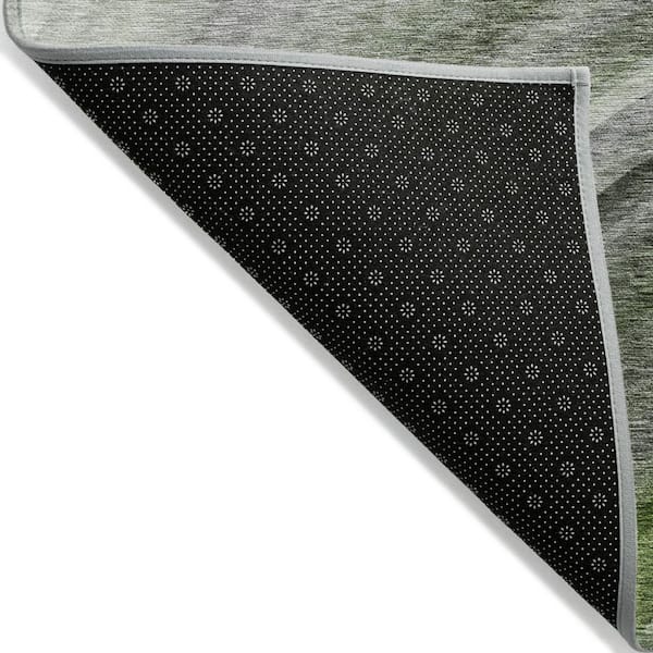 Green, Artichoke Green 10 ft. x 14 ft. Woven Abstract Polyester Rectangle Indoor/Outdoor Area Rug