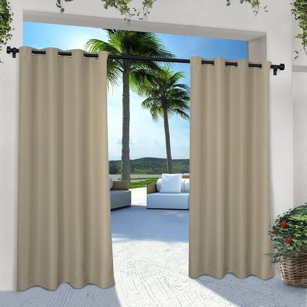 Exclusive Home Curtains Cabana Taupe Solid Light Filtering Grommet Top Indoor Outdoor Curtain 54 In W X 84 L Set Of 2 Eh7999 05 84g Exclusive Home Curtains Cabana Taupe, Light Filtering Curtains With Grommets