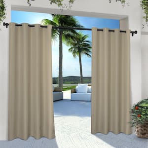 Cabana Taupe Solid Light Filtering Grommet Top Indoor/Outdoor Curtain, 54 in. W x 96 in. L (Set of 2)