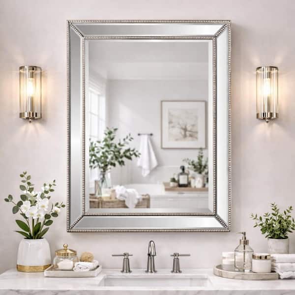 Deco Mirror 30 in. W x 42 in. H Framed Rectangular Beveled Edge
