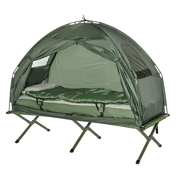 Detachable Elevated Camping Cot Tent Kit 250lbs Capacity, Inflatable Mattress & Sleeping Bag Portable Outdoor Gear