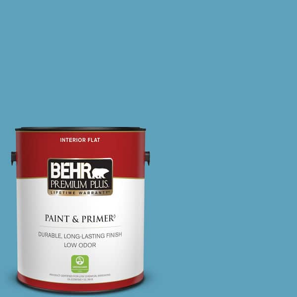 BEHR PREMIUM PLUS 1 gal. #540D-5 Tropical Splash Flat Low Odor Interior Paint & Primer