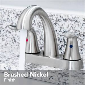 Impressions Collection 4 in. Centerset 2-Handle Bathroom Faucet with 50/50 Pop-Up in Brushed Nickel