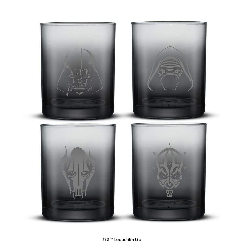 Star Wars Dark Side Black Glass Drinking Tumblers Set of 4