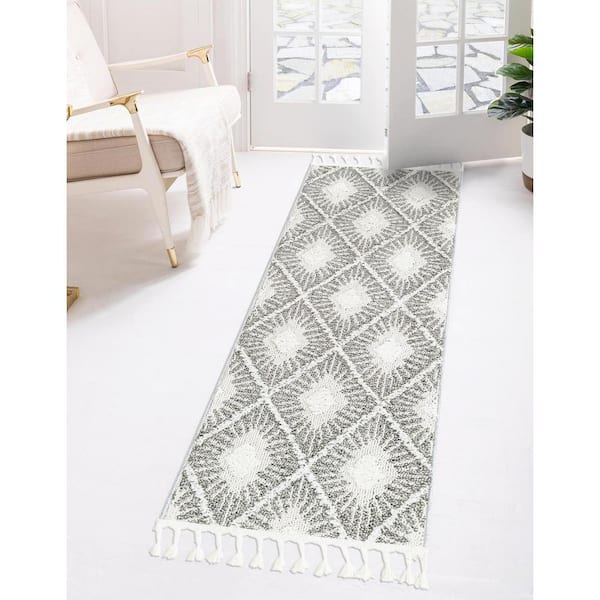 Boho Lilah Gray Ivory 2 ft. x 8 ft. Area Rug
