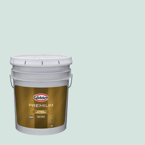 Glidden Premium 5 gal. PPG1136-3 Morning Breeze Satin Exterior Latex Paint