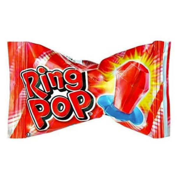 RING POP These Finger Lollipops Are A Unique Candy Treat. Put One On Your Finger And Enjoy Licking Your Finger All Day. Candy