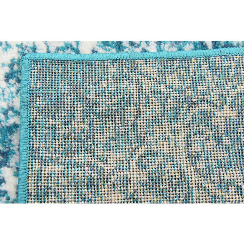 Turquoise and White Synthetic Reversible Runner Rug