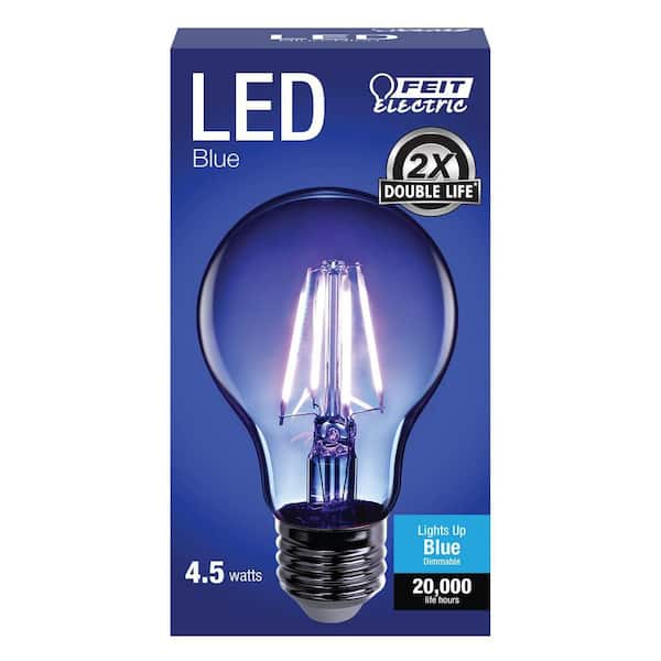 25-Watt Equivalent A19 Dimmable Filament Blue Colored Glass E26 Medium Base LED Light Bulb (2-Pack)