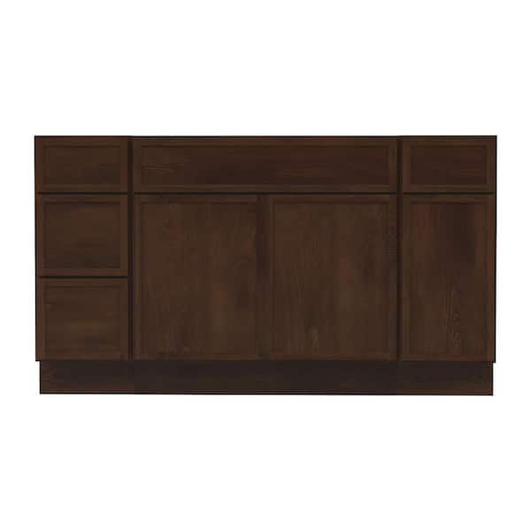 54 in. W x 21 in. D x 32.5 in. H Bath Vanity Cabinet without Top in Brown (Unassembled)