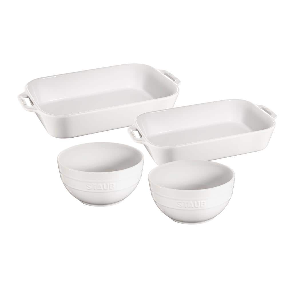 Staub Cherry Ceramic 4-Piece Baking and Bowl Set