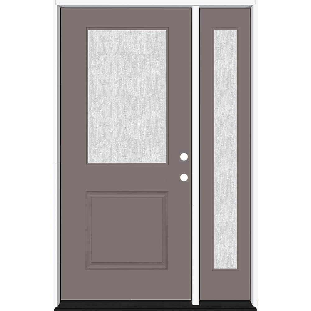Legacy 51 in. W x 80 in. 1/2 Lite Rain Glass LHIS Primed Kindling Finish Fiberglass Prehung Front Door with 12 in. SL price history on PriceWatchPro