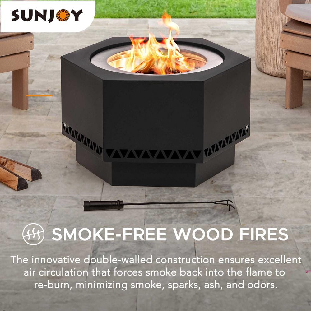 Lawrence Black Hexagonal Smokeless Wood Burning Fire Pit